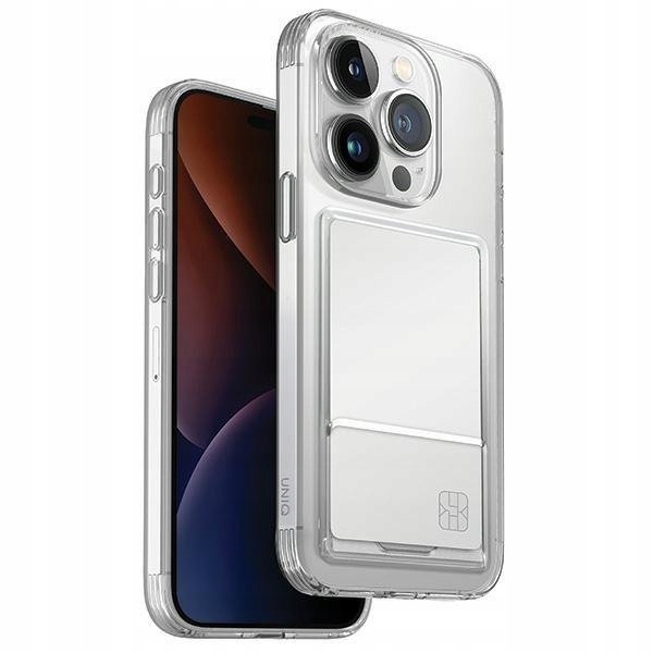 UNIQ AIRFENDER ID SLIM FLEXIBLE CLEAR CASE WITH INTEGRATED CARD SLOT FOR 2023 IPHONE 15 PRO | TRANSPARENT